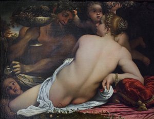Vênus, dois sátiros e Cupido 作： Annibale Carracci