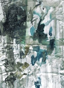 しわくちゃな青緑の抽象画 作： 