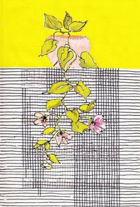 花を咲かせるつる植物の幾何学模様 作： Annick