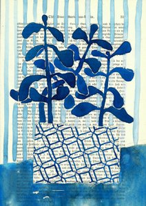 幾何学模様の青い植物 作： Annick