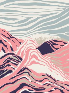 ピンクの縞模様の山々 作： Annick