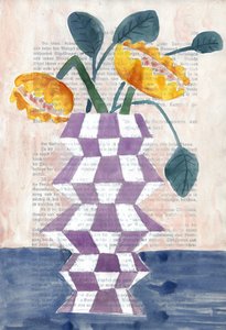 金色の花が咲く花瓶 作： Annick