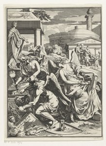 歴史のある寓話的表現、コインのポットを持つ父の時間 タイトルページ: Carl Patin, Imperatorum romanorum numismata, s.a. 作： Anonymous