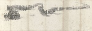 1849 年 4 月 4 日にデルフトで行われた故ウィレム 2 世の葬儀 (5 ページ) 1849 年のウィリアム 2 世の葬列の連続した 5 枚のシート (シリーズ タイトル) 作： Anonymous
