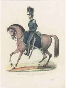 馬に乗ったベルギーの自警団、1830年 Garde Civique de la Belgique (騎兵) (オブジェクトのタイトル) 作： Anonymous