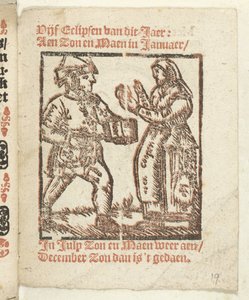 クレイマーと女性の立像のあるページ、1712年 Lidt de Maen がどこにある / あなたが死にかけている場所 / あなたの偉大なメモがなければ出血する。 Peste / Pleures is / ende sulck quaet / oock not sonder des Meestersraet (オブジェクトのタイトル) 作： Anonymous