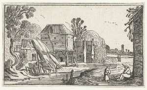 水辺の高床式の農場と納屋 Esaias van de Velde (連載タイトル) 後の風景 作： Anonymous