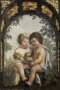 カラフからボウルに注ぐ 2 人の子供を持つキリスト教の寓話 作： Anonymous