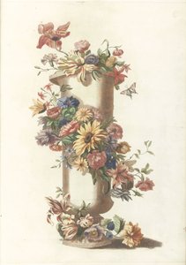 フローラル リース付き円筒花瓶 作： Anonymous