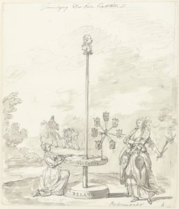 旧憲法の破壊、ボーターマルクトの装飾、1795 古い憲法の破壊/ Botermarkt (オブジェクトのタイトル) 作： Anonymous