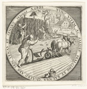 De maand maart、プロエゲン、カリフォルニア州。 1600 De twaalf maanden van het jaar verbeeld in scènes uit het volksleven (シリーズ タイトル) 12 ヶ月のスキームとその操作、および干支への適用、1 年を 4 つの部分に分割 (オブジェクトに関するシリーズ タイトル) 作： Anonymous