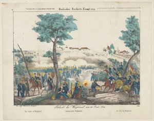 ヴァーグホイゼルの戦い、1849年 Schlacht bei Waghäusel am 21 June 1849 / The Battle of Waghäusel / Bataille près Waghäusel / The Battle of Waghäusel (オブジェクトのタイトル) Badischer Freiheits-Kampf 1849 (...) 1849 年のバーデン解放戦争 (シリーズ ti 作： Anonymous