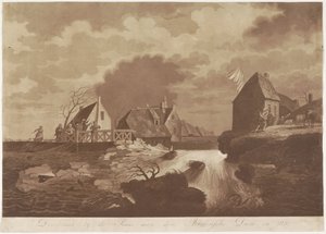 ホリンヘム近くのアルケルダムの決壊、1820 年 1820 年の Sluis aan den Arkelsche ダムの決壊 (オブジェクトのタイトル) 作： Anonymous