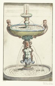 互いの上に 3 つの丸い洗面器 Architectura Curiosa Nova (シリーズタイトル) 作： Anonymous