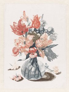 ガラスの花瓶の花の 5 つのプリント ガラスの花瓶の花 作： Anonymous
