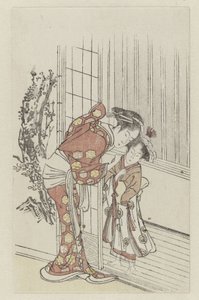 ささやく女性と女の子 作： Anonymous