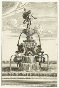 ネプチューン像のある噴水 Architectura Curiosa Nova (シリーズタイトル) 作： Anonymous