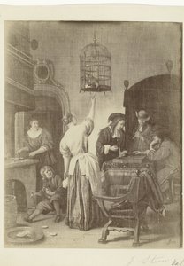絵画の写真複製 Jan Steenによるオウムの檻 アムステルダム美術館。 La Cage du Perroquet - Jan Steen (オブジェクトのタイトル)