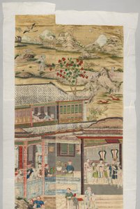 中国の風俗画が描かれた壁画の断片 作： Anonymous