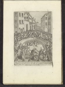 Gevecht op een brug te Venetië Scenes uit het Venetiaanse leven (シリーズタイトル) Ser. ma Signoria の行列を伴う男性とベネチアの女性の習慣とその他の詳細、すなわち、ヴェネツィアの高貴な都市の勝利、祭り、公の儀式（s 作： Anonymous