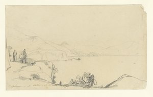 サレルノとヴィエトリの景色、前景に湖沿いの道 作： Anonymous