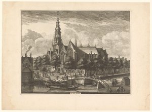 Oudezijds Voorburgwal から見たアムステルダムの旧教会 古い教会 (オブジェクトのタイトル) 作： Anonymous