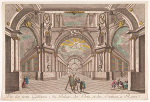 ローマの芸術科学宮殿の 3 つのギャラリーの眺め Vue des trois gallerys, du Palais des Arts et des Sciences à Rome (オブジェクトのタイトル) 作： Anonymous
