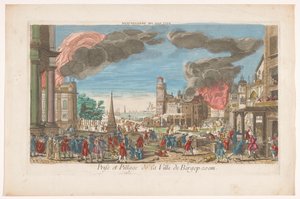 1747 年のフランス軍によるベルヘン オプ ゾームの占領と略奪の様子 Pillage de Bergopzom (オブジェクトのタイトル) 作： Anonymous