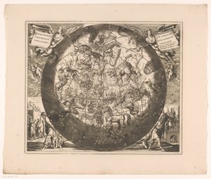 北の星座を含む天体図 Haemisphaerium stellatum boreale cum subiecto haemisphaerio terrestri (オブジェクトのタイトル) 作： Anonymous