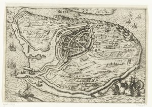 フォールン島の地図とブリーレの地図、1572 年 Briel (オブジェクトのタイトル) 作： Anonymous