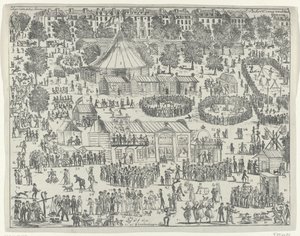 ハーグの広場での見本市、1845 年 Eutopian Fair (オブジェクトのタイトル) 作： Anonymous