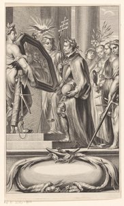King は Justice and Faith によって反映されます タイトルページ: Petrus Belluga and Camillo Borello, Speculum principum, 1655 作： Anonymous