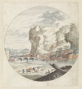 川と岩のある風景 作： Anonymous