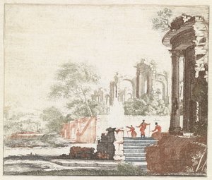 2 つのローマ時代の遺跡のある風景