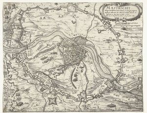 フレデリック・ヘンドリックが占領したマーストリヒト、1632年 1632 年 6 月 9 日、Friderich Henrich Printzen von Orangien (...) によって包囲されたマーストリヒト。1632 年 8 月 12 日にアコートと共に撮影 (オブジェクトのタイトル) 作： Anonymous