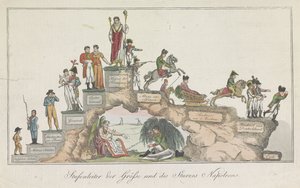ナポレオンのレーベンストラップ、1814 年 偉大さの梯子とナポレオンの陥落 (オブジェクトのタイトル) 作： Anonymous