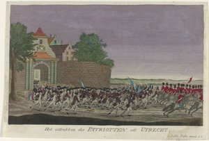 愛国者がユトレヒトを去る、1787 ユトレヒトからのペイトリオッツの出発 (オブジェクトのタイトル) 作： Anonymous