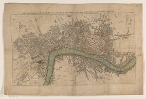 プラットグロンド・ヴァン・ロンデン、1761年 1761 年までの新しい建物を含むロンドン、ウェストミンスター、サザークのシティ ガイドまたはポケット プラン (オブジェクトのタイトル)