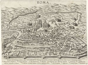 ロヨラのイグナチオの土台を示すローマの地図 Vita beati patris Ignatii Loyolae (シリーズタイトル) ロヨラのイグナチオの生涯の情景（シリーズタイトル） 作： Anonymous
