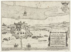 マルダイク砦の地図、1645 年 マルディックを計画する (オブジェクトのタイトル) 作： Anonymous
