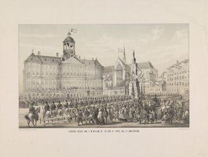 1861 年 4 月 9 日、アムステルダムでの H.M. ウィレム 3 世の厳粛な入場 (オブジェクトのタイトル)