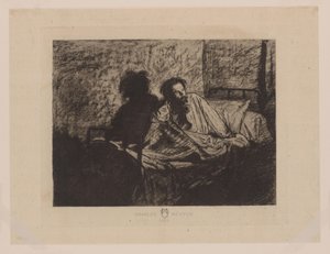 ベッドに座っているチャールズ・メリオンの肖像 シャルル・メリヨン 1858年（オブジェクトのタイトル） 作： Anonymous