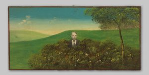 描かれた風景の中の見知らぬ男の肖像 作： Anonymous
