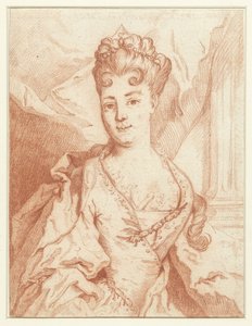 著名な女性の肖像画、腰までの長さ、ほぼ完全に正面から 作： Anonymous