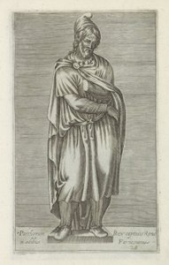 Sculptuur van een 野蛮な囚人 ファルネシア宮殿のローマのパルティア人の捕虜の王（オブジェクトのタイトル） ローマのアンティーク彫刻（シリーズタイトル） 公共の場所で見られるローマ市の古代の彫像のアイコン (シリーズ タイトル) 作： Anonymous