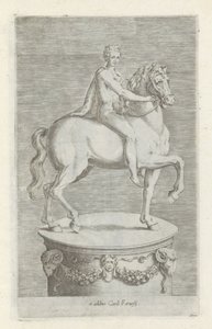 Sculptuur van een naakte jongen op een paard ローマのアンティーク彫刻（シリーズタイトル） 公共の場所で見られるローマ市の古代の彫像のアイコン (シリーズ タイトル) 作： Anonymous