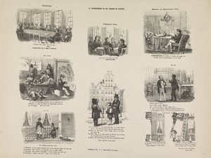 建物と解体に関するユトレヒトの条例の漫画、1857 建築及び解体に関する規則（物件の名称） 作： Anonymous