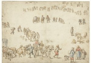 農場の荷馬車、牛、同胞、騎手の学習シート 作： Anonymous