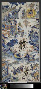 中国の風景を描いたタイルパネル 中国の風景とタイルのタブロー 作： Anonymous