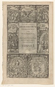 タイトル met rondom zeven cartouches 反対派の解説、60 冊、第 1 巻 (オブジェクトのタイトル) タイトル: Caspar von Barth, Adversariorum commentariorum libri LX, 1624 作： Anonymous